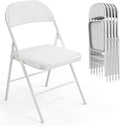 VINGLI 6 Pack Folding Chairs with Padded Seats, Metal Frame with Pu Leather Seat & Back, Capacity 350 lbs, White by VINGLI