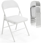 VINGLI 6 Pack Folding Chairs with Padded Seats, Metal Frame with Pu Leather Seat & Back, Capacity 350 lbs, White by VINGLI