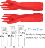 Rubber Cleaning Gloves Kitchen Dishwashing Glove 3-Pairs, Waterproof Reuseable. - Image 2
