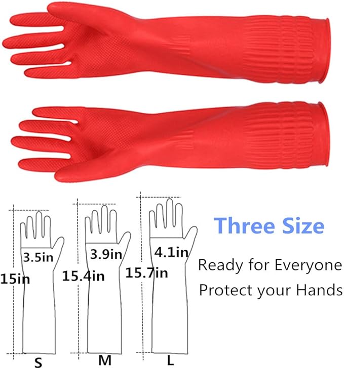 Rubber Cleaning Gloves Kitchen Dishwashing Glove 6-Pairs, Waterproof Reuseable. - Image 2