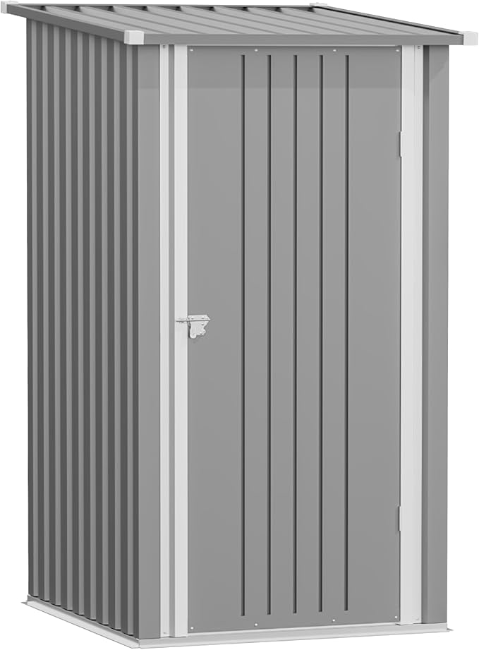 Greesum 3x3FT Outdoor Storage Shed, Small Metal Storaged Sheds with Lockable Doors, Sheds & Outdoor Storage for Backyard, Pool and Garden, Gray by BuynowfromGreesum
