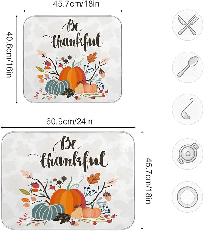 ALAZA Thanksgiving Day Fall Pumpkin Dish Drying Mat - Image 3
