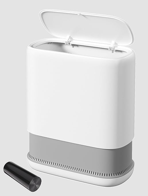Bathroom Trash Can with Lid, Slim 3.3 Gallon Vacuum adsorption Garbage Bin by Leguo