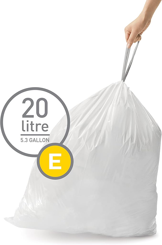 simplehuman Code E 60 Count, Dispenser Pack Custom Fit Liners, Drawstring Trash - Image 2