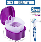 2 Pack Denture Bath Case Cup Box Holder Storage Container - Image 2