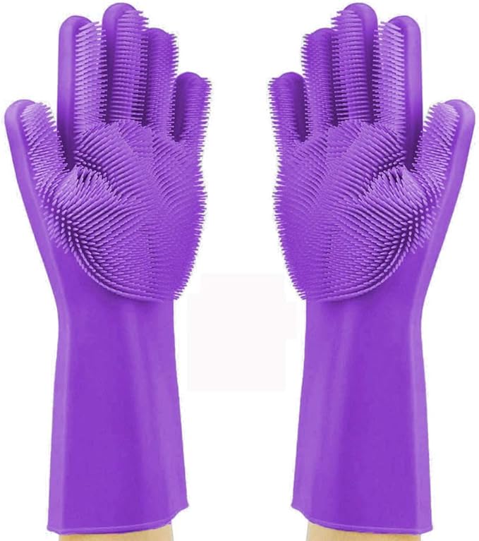 Silicone Dishwashing Gloves, Pet Grooming Rubber Scrubbing - Image 2