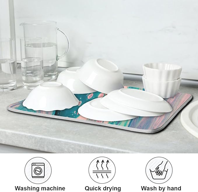Super Absorbent Dish Drying Mat, Microfiber Fast-Drying Dish Mat, Kitchen Dish - Image 7