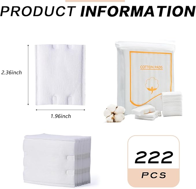 200PCS/1Bag Rectangle Organic Cotton Pads Eye Makeup Remover Pads Lint Free - Image 2