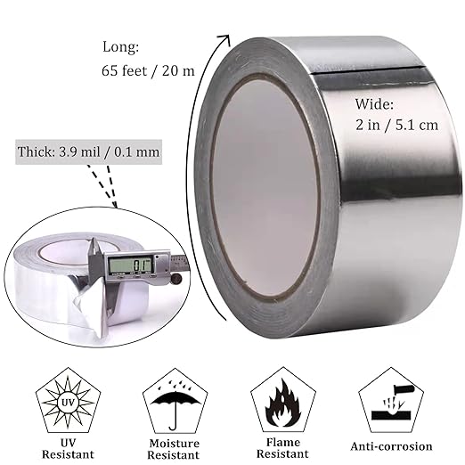2PCS Premium Aluminum Foil Tape, High Temperature Heavy Duty Insulation Tape - Image 2
