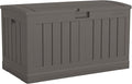 Suncast 50 Gallon Plastic Deck Box with Molded Lockable Feature and Weathertight Construction for Home, Patio, Lawn, and Garden Storage, Gray by Suncast