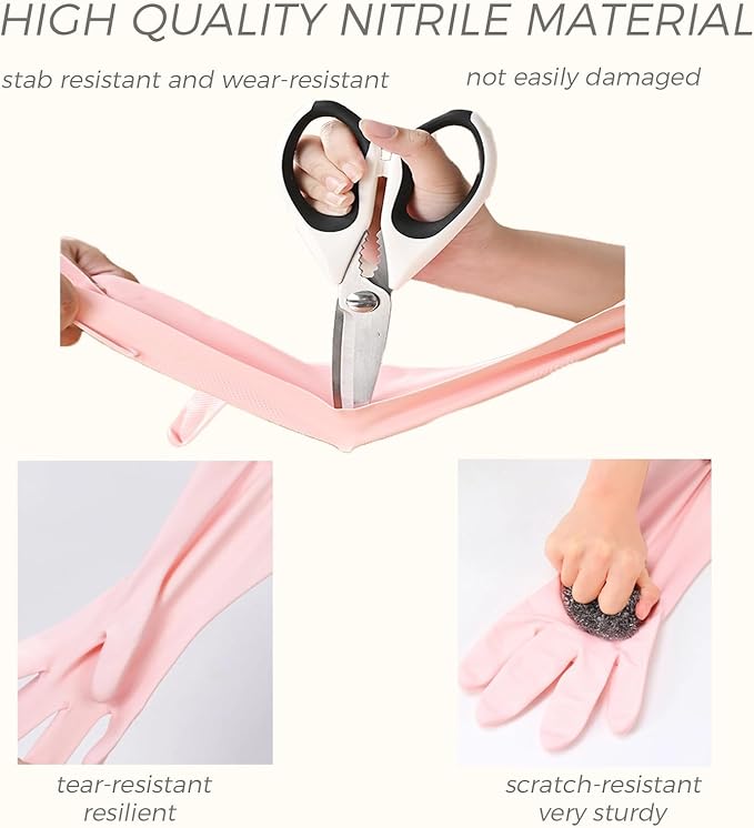 Cleaning Gloves, Dishwashing Gloves, Nitrile Material, Durable and - Image 2