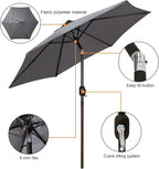 Blissun 7.5 ft Patio Umbrella, Yard Umbrella, Outdoor Market Umbrella with Push Button Tilt Crank, Dark Grey - Image 2