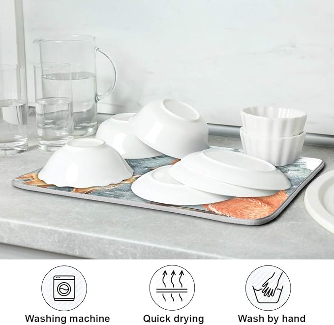 Super Absorbent Dish Drying Mat, Microfiber Fast-Drying Dish Mat, Kitchen Dish - Image 7