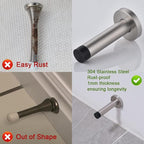 JQK Door Stopper Gold, 304 Stainless Steel Thicken 1mm Sound Dampening Door - Image 9