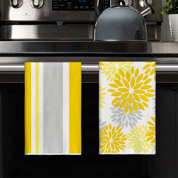 Artoid Mode Yellow Stripes Home Sweet Home Boho Summer Kitchen Towels Dish - Image 7
