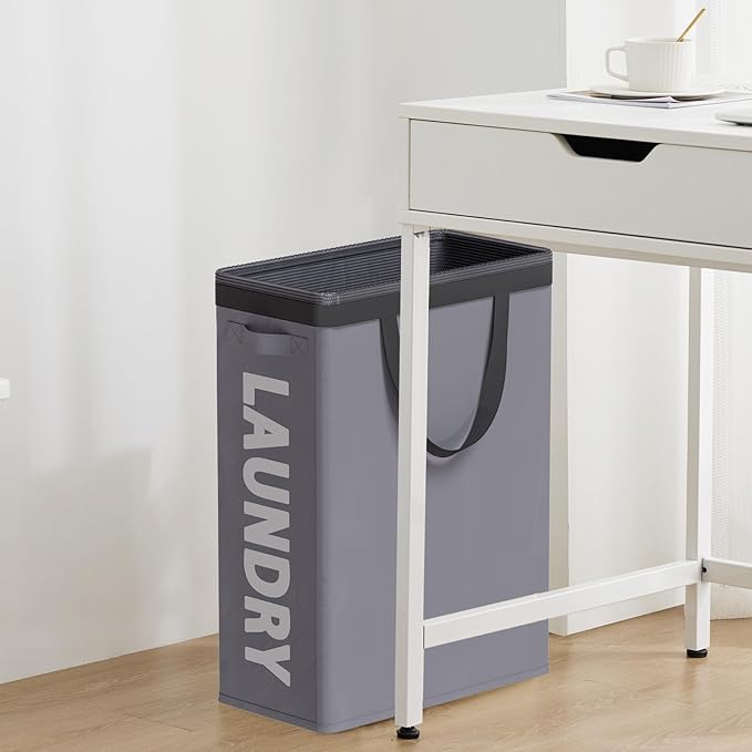 Slim Laundry Hamper with Removable Inner Bag and Side Handles, 45L Small - Image 9