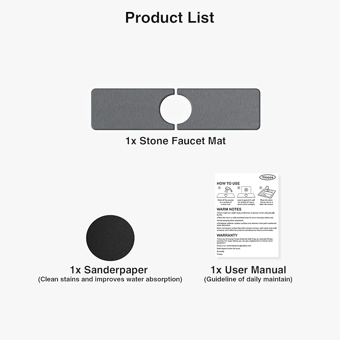 15.8" x 4" Stone Faucet Mat for Kitchen Sink, Quick Drying Diatomite Sink Tray - Image 7