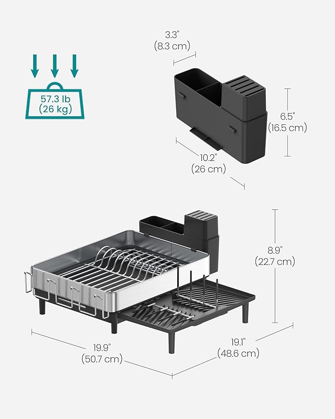SONGMICS Large Dish Drying Rack, Expandable Dish Dryer - Image 4