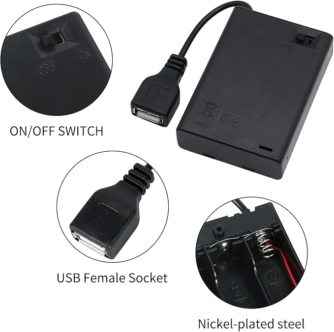 3PCS 3AA Battery Holder， USB Female Socket， 3x1.5V AA Battery Case Box Holder， - Image 3