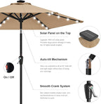ABCCANOPY Durable Solar Led Patio Umbrellas with 24LED Lights 7.5FT with 6 Sturdy Ribs (Tan) - Image 8