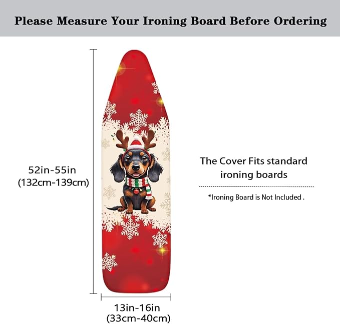 Christmas Theme Household Iron Board Covers Dachshund Snowflake Print Ironing - Image 5