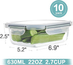 HOMBERKING 10 Pack 22oz Glass Meal Prep Containers, Food Storage Containers - Image 2