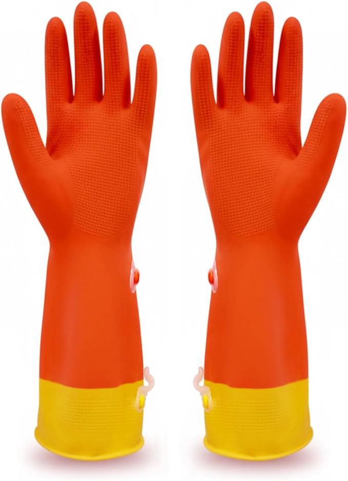 USE FUN Kitchen Rubber Gloves – 100% Natural Latex, Durable Non-Slip Waterproof by KGallery