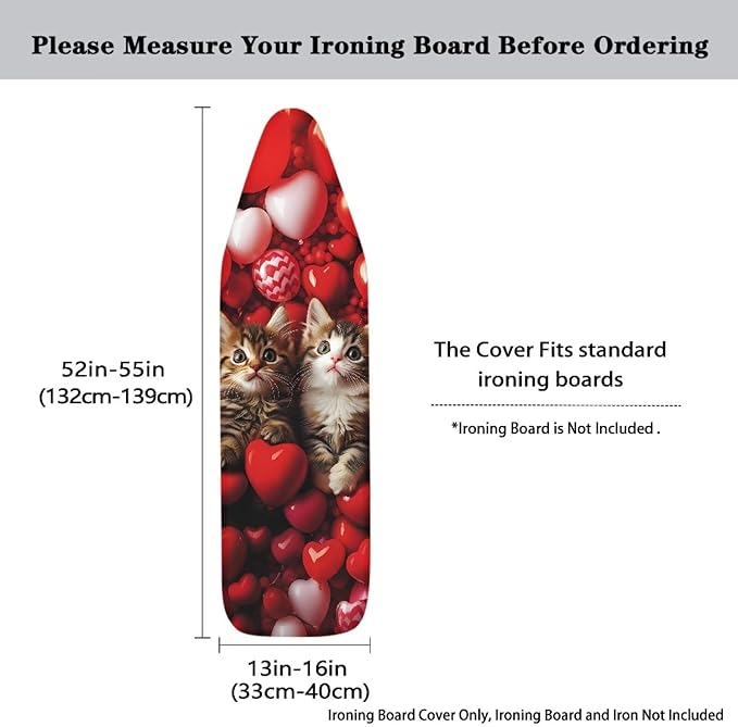 Hearts Cat Ironing Board Cover Heavy Duty Thick Padding Iron Board Covers - Image 5