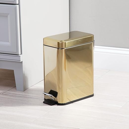 mDesign Metal Freestanding Slim Toilet Bowl Brush and Holder + Rectangle Narrow - Image 3