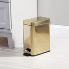 mDesign Metal Freestanding Slim Toilet Bowl Brush and Holder + Rectangle Narrow - Image 3