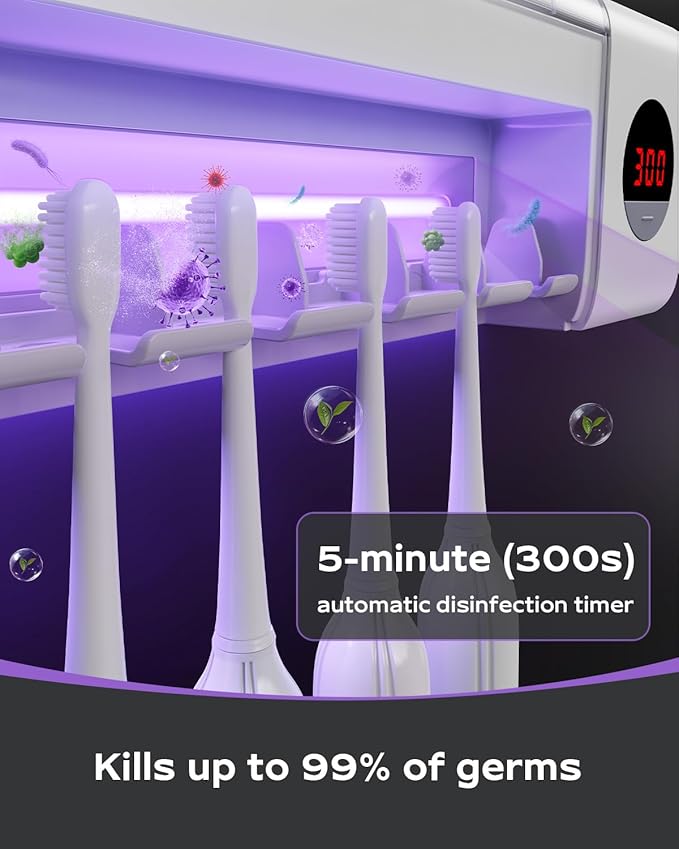 HouseGem Toothbrush Holder, Timer Function, 2000mAh Rechargeable Cordless - Image 6