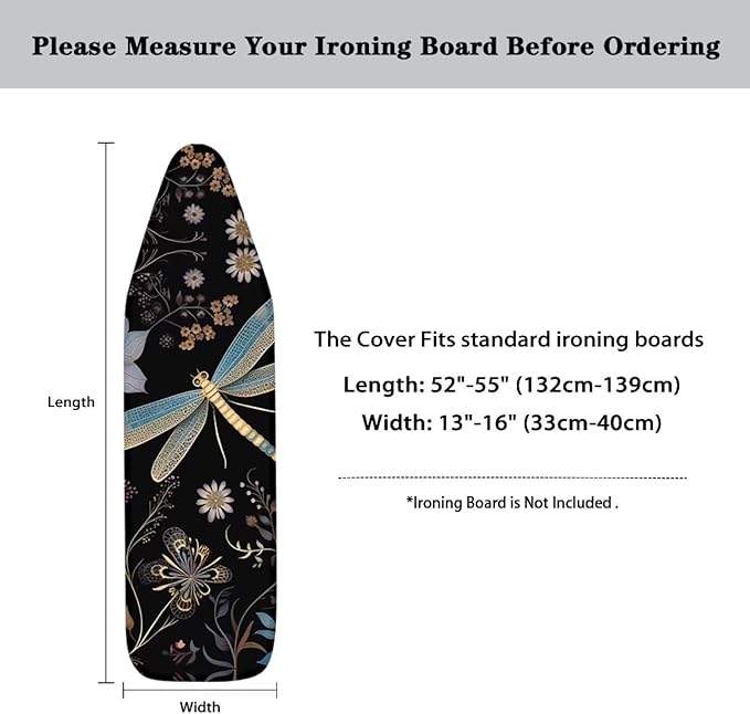 Boho Dragonfly Iron Board Pad, Elastic Edge Ironing Board Cover, Full Size - Image 6