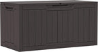 YITAHOME 100 Gallon Resin Deck Box, Weather Resistant Outdoor Storage Box, Lockable Indoor Outdoor Storage for Supplies and Essentials, Dark Brown by YITAHOME