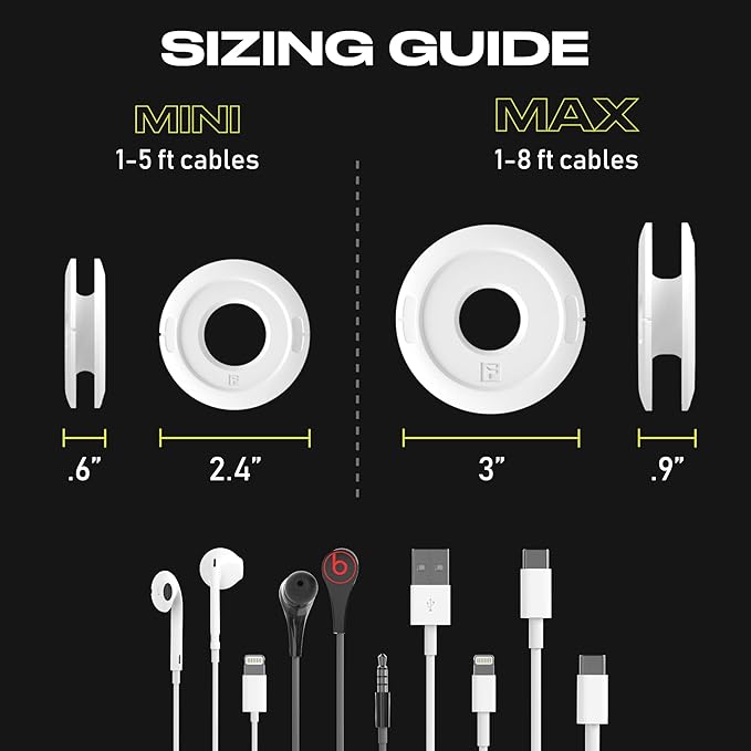Side Winder Mini and Max Headphone, Earbud and Charging Cable Winder and - Image 2