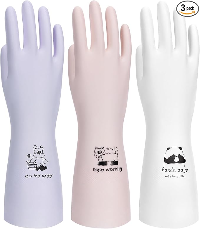 LANON 3 Pairs wahoo Nitrile Cleaning Gloves, Latex free Reusable Dishwashing by LANONProtection