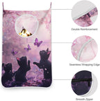 Hanging Laundry Hamper with Stainless Steel Hooks, Oxford Fabric Printing Door - Image 5