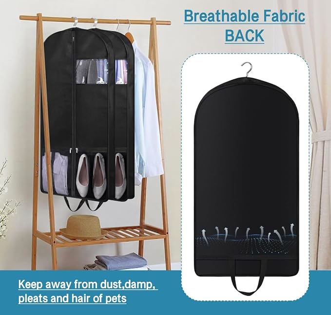 KIMBORA 43" Suit Bags for Closet Storage and Travel, Gusseted Mesh Hanging - Image 5