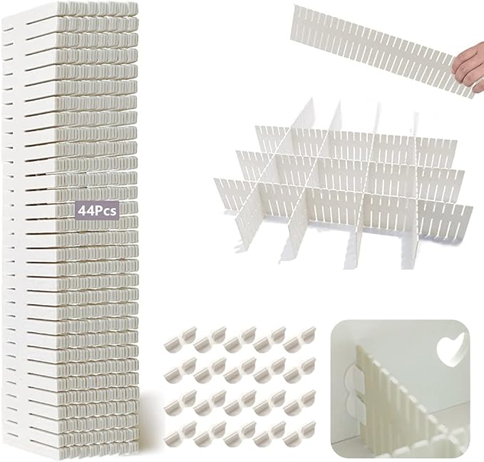 44Pcs Drawer Dividers with Fixing Buckle, Adjustable Drawer Organizer Storage by KITment