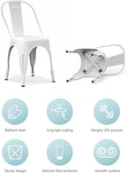 Nazhura Metal Dining Chair Farmhouse Tolix Style for Kitchen Dining Room Café Restaurant Bistro Patio, 18 Inch, Stackable, Waterproof Indoor/Outdoor (Sets of 4) (White) - Image 3