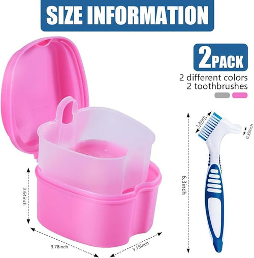 2 Pack Denture Bath Case Cup Box Holder Storage Container - Image 2