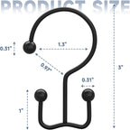 Titanker Shower Curtain Hooks Black, Minimalist Simple Double Glide Shower - Image 6