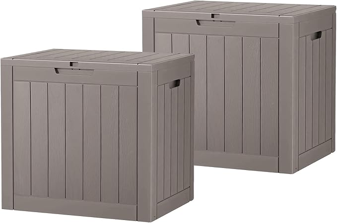 Outdoor Storage Box, Resin Deck Boxes Indoor and outdoor, Waterproof Storage Box Lockable Lid (Grey,35 Gallon-2Pack) by NBYSGO