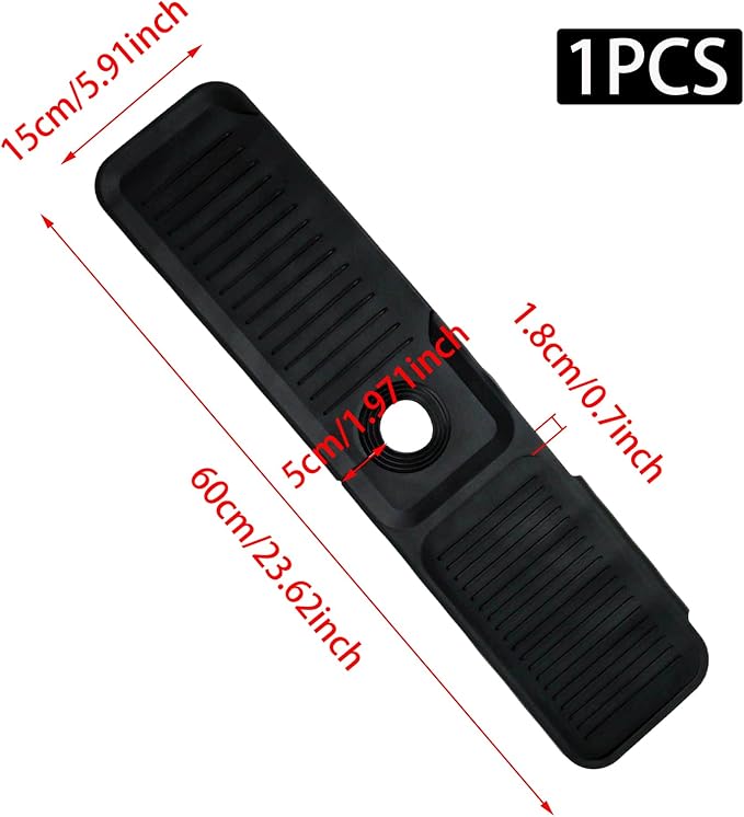24 Inch Black Durable Faucet Mat, Silicone Kitchen Sink Splash Guard Behind - Image 2