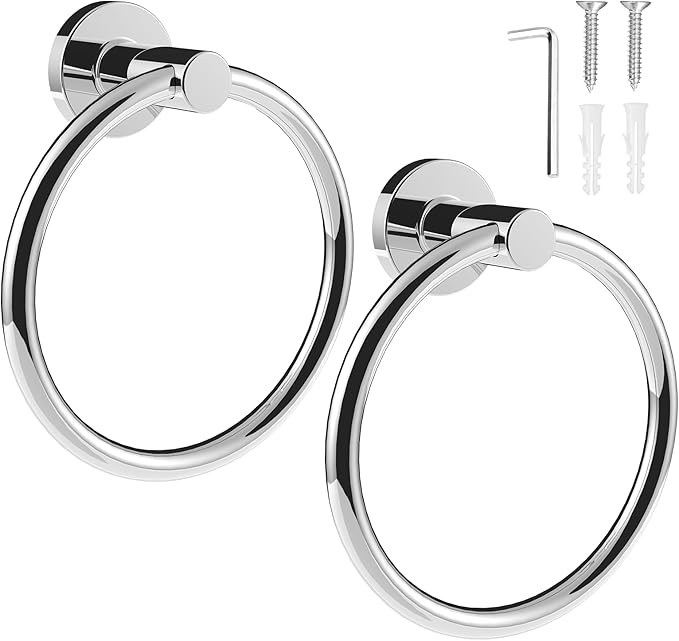 SetSail Towel Holder for Bathroom Wall 2 Packs Towel Ring Stainless Steel Heavy by SetSail