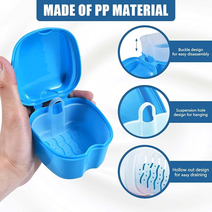 Light Blue Denture Bath Case Cup Box Holder Storage Container - Image 3