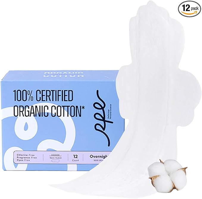 100% Organic Overnight Pads for Women, Ultra Thin Extra Heavy Flow Sanitary Pads by RPELife