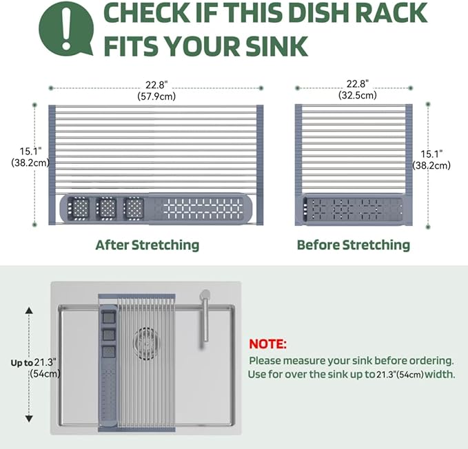 BBXTYLY Expandable Roll Up Dish Drying Rack, Over The Sink Drying Rack Sink - Image 2