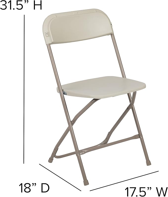 Flash Furniture Hercules Series Plastic Folding Chair - Beige - 4 Pack 650LB Weight Capacity Comfortable Event Chair-Lightweight Folding Chair - Image 2