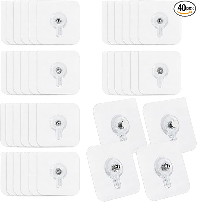 40 PCs Wall Hangers Without Nails, 2 Types Adhesive Hooks by Unknown