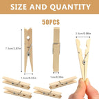 KIMOBER 2.87Inch Large Wooden Clothespins, Sturdy Natural Wooden Craft Peg Pins - Image 2